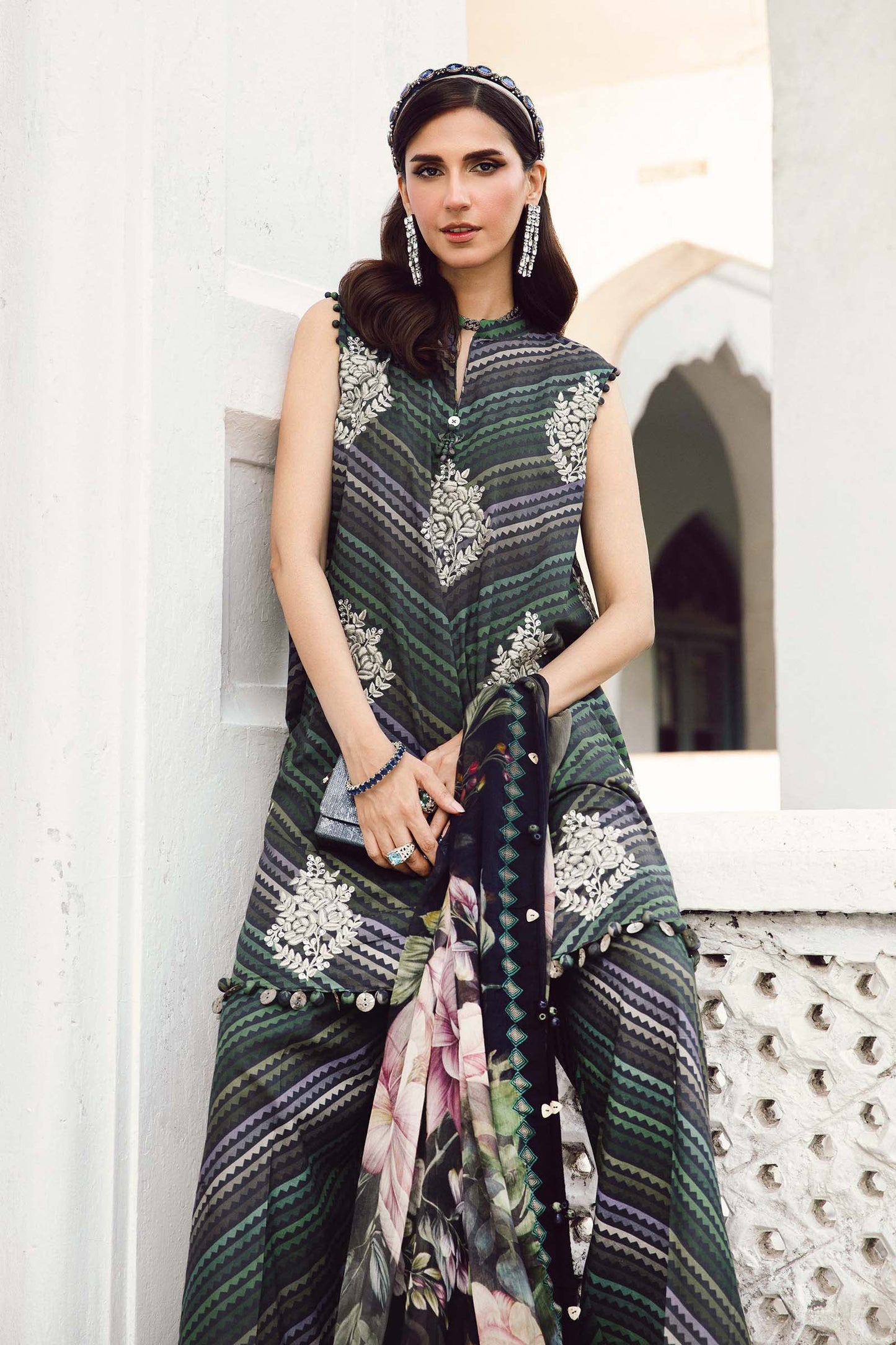 3 Piece Unstitched M.Prints By Maria B Embroidered Cambric Suit MPT-2705-A
