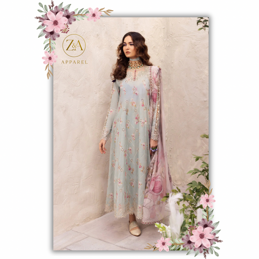 3 Piece-Iznik Dahlia Embroidered Luxury Lawn Suit DL-10