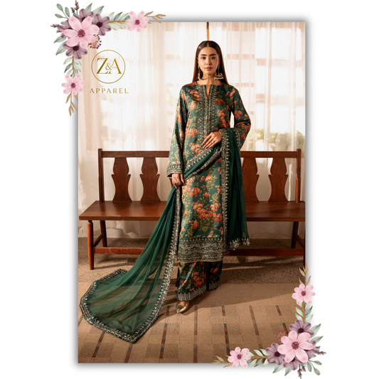 Sheenora Green Digital Printed Silk Collection