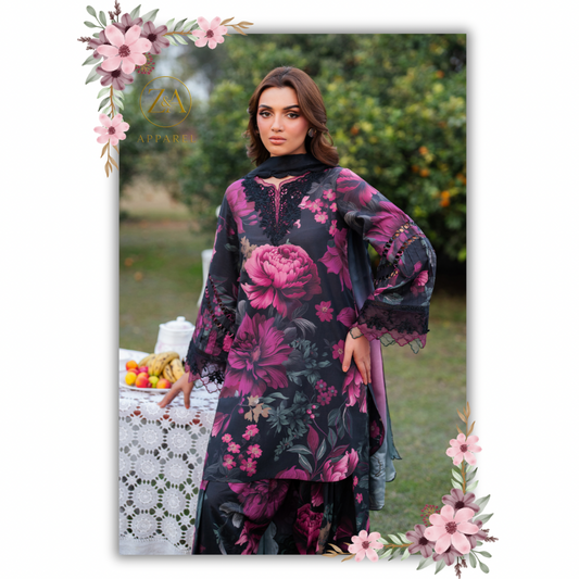 Iznik 3 Piece Embroidered Unstitched  Digital Lawn