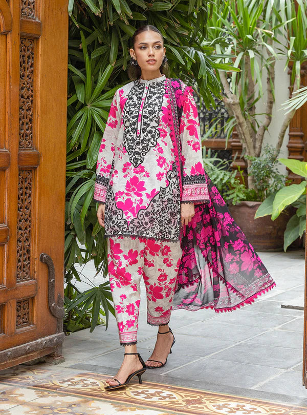 Zainab Chottani 3 Piece Unstitched Printed Embroidered Lawn Suit