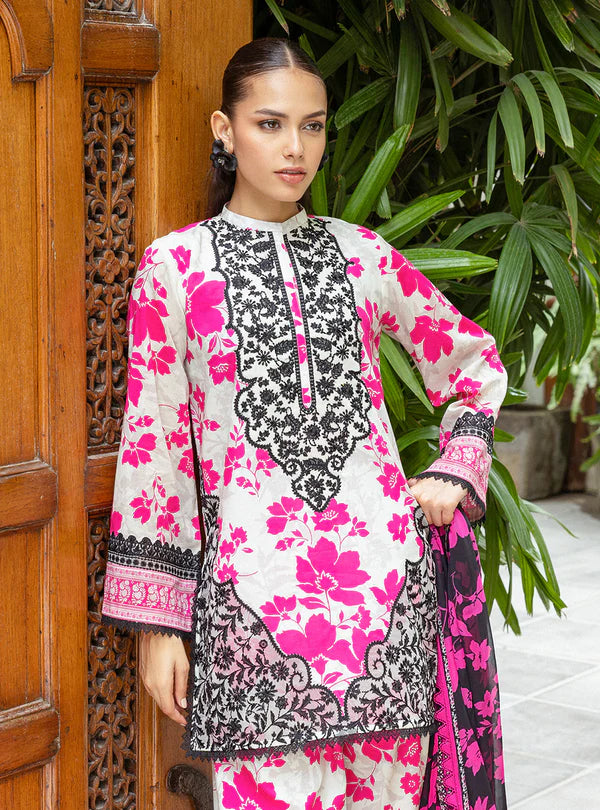 Zainab Chottani 3 Piece Unstitched Printed Embroidered Lawn Suit