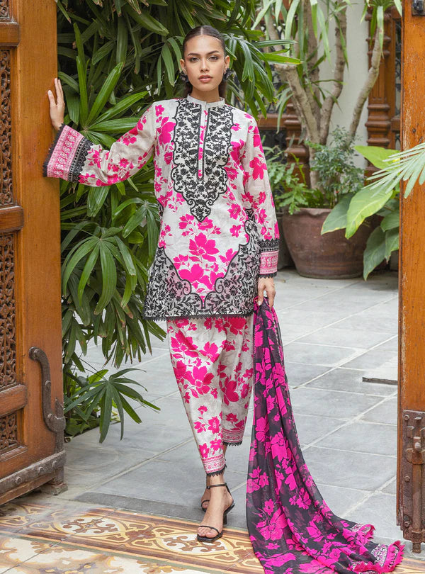 Zainab Chottani 3 Piece Unstitched Printed Embroidered Lawn Suit