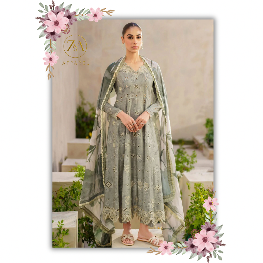 Iznik Embroidered Lawn Suit Unstitched 3 Piece IZ24F SFL-10 Serenity