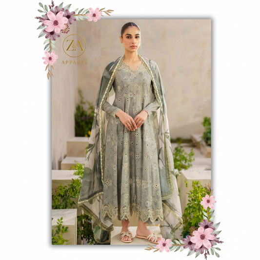 Iznik Embroidered Lawn Suit Unstitched 3 Piece IZ24F SFL-10 Serenity