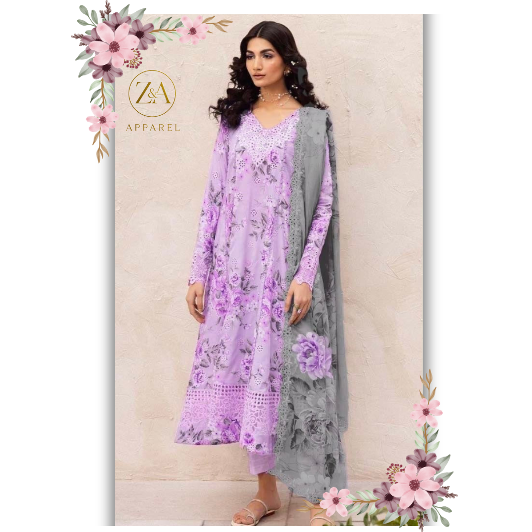 New Arrival Iznik Purple 3 Piece Lawn